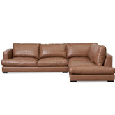 Pearson 4 Seater Right Chaise Leather Sofa - Caramel Brown