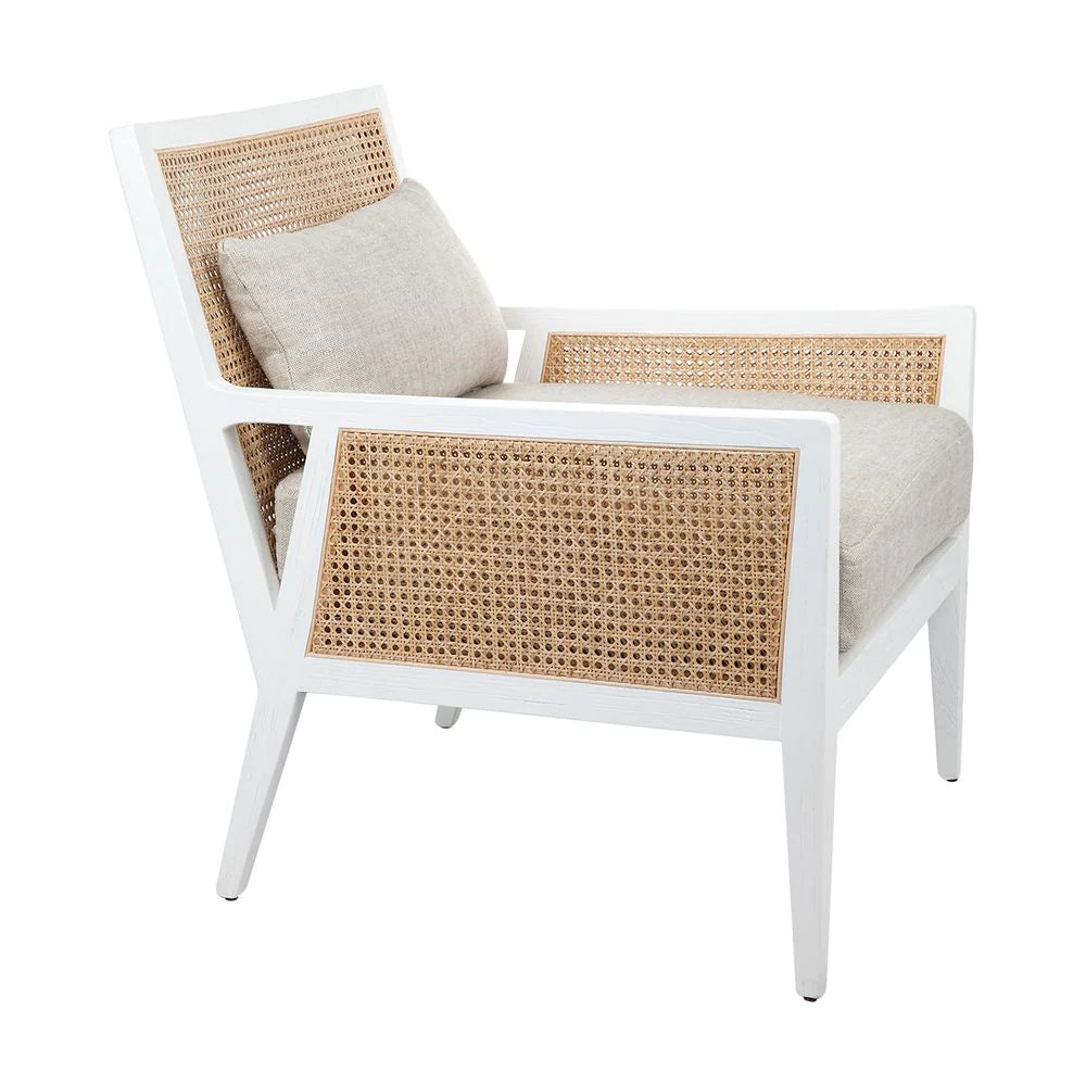 Newport White Rattan Arm Chair