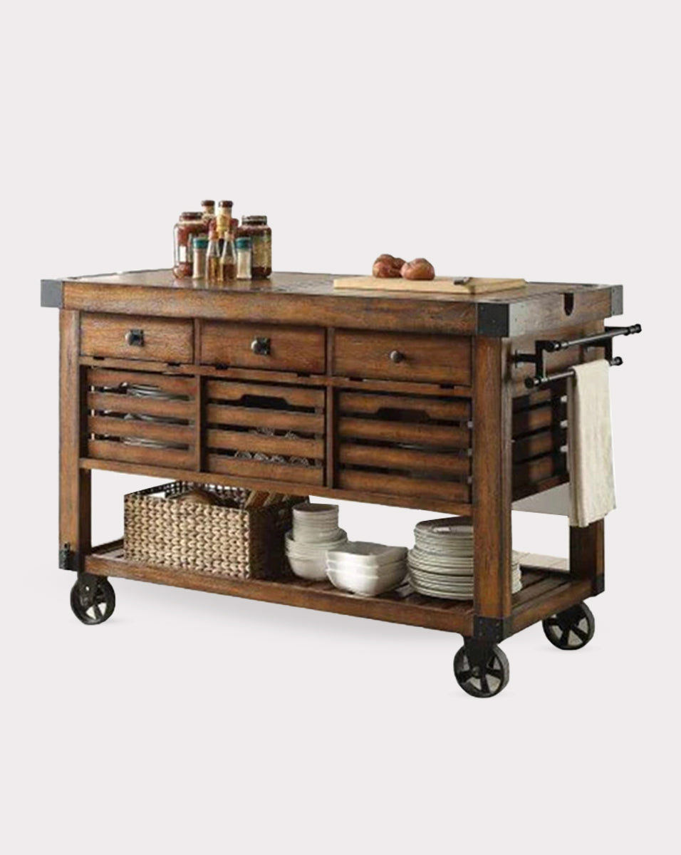 Rustica tea cart with wheel