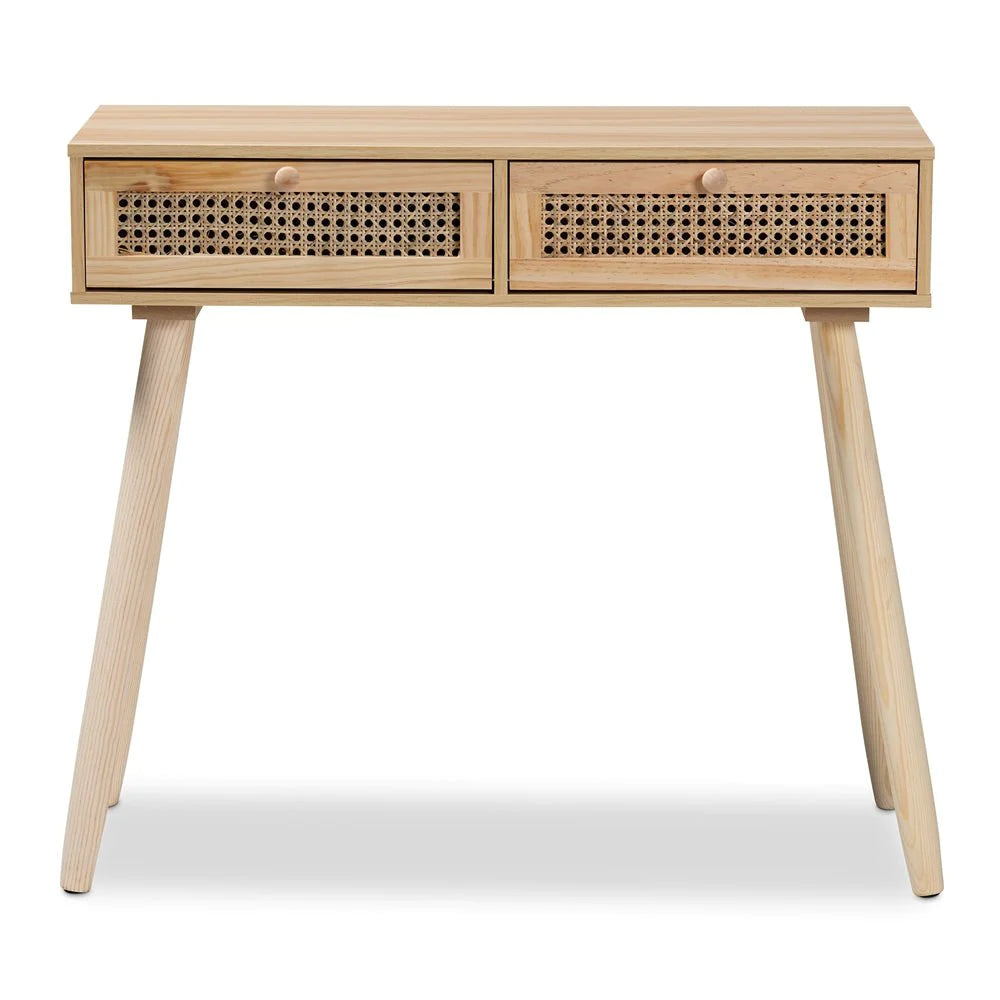 MACLEAN MID CENTURY MODERN RATTAN AND NATURAL BROWN