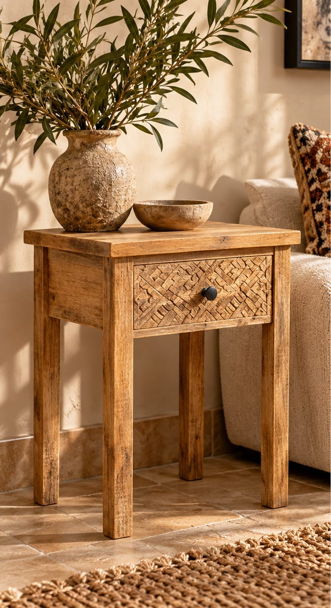 Heritage Carved Side Table – Rustica