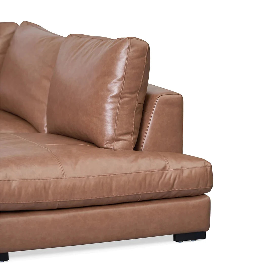 Pearson 4 Seater Right Chaise Leather Sofa - Caramel Brown
