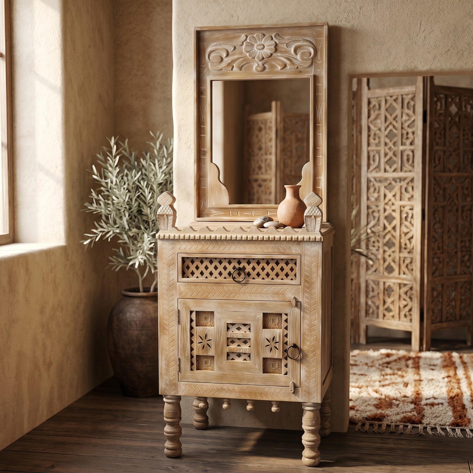The Heritage Carved Mirror Cabinet – Rustica Design