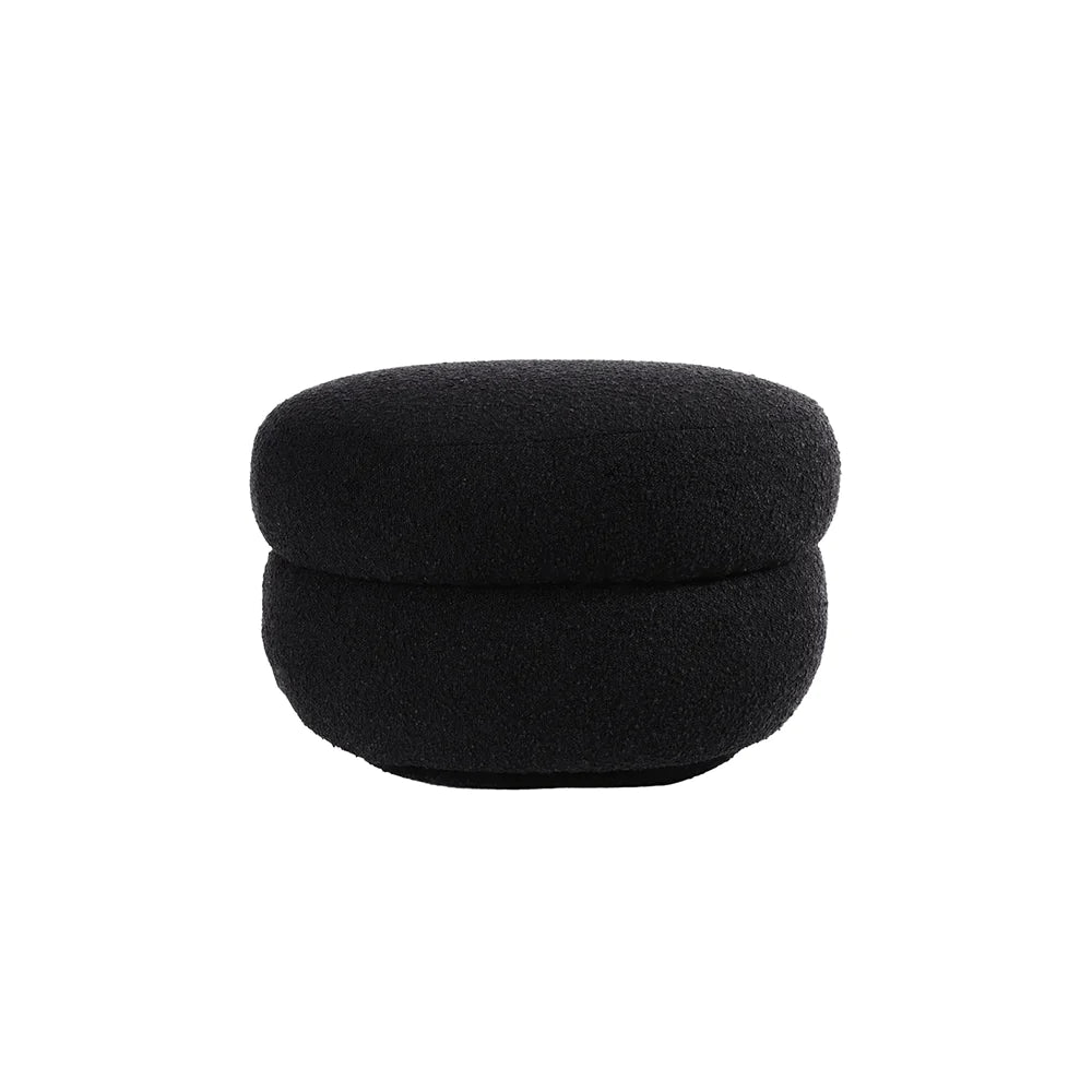 Abbey Foot Stool - Black Boucle