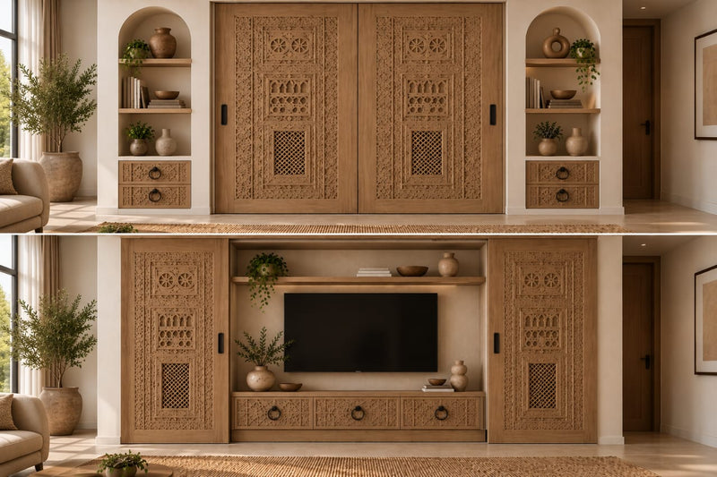 Heritage Sliding TV Unit | Designed by Yasmin for Rustica