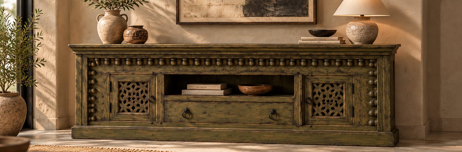 Rustica Heritage Carved TV Console