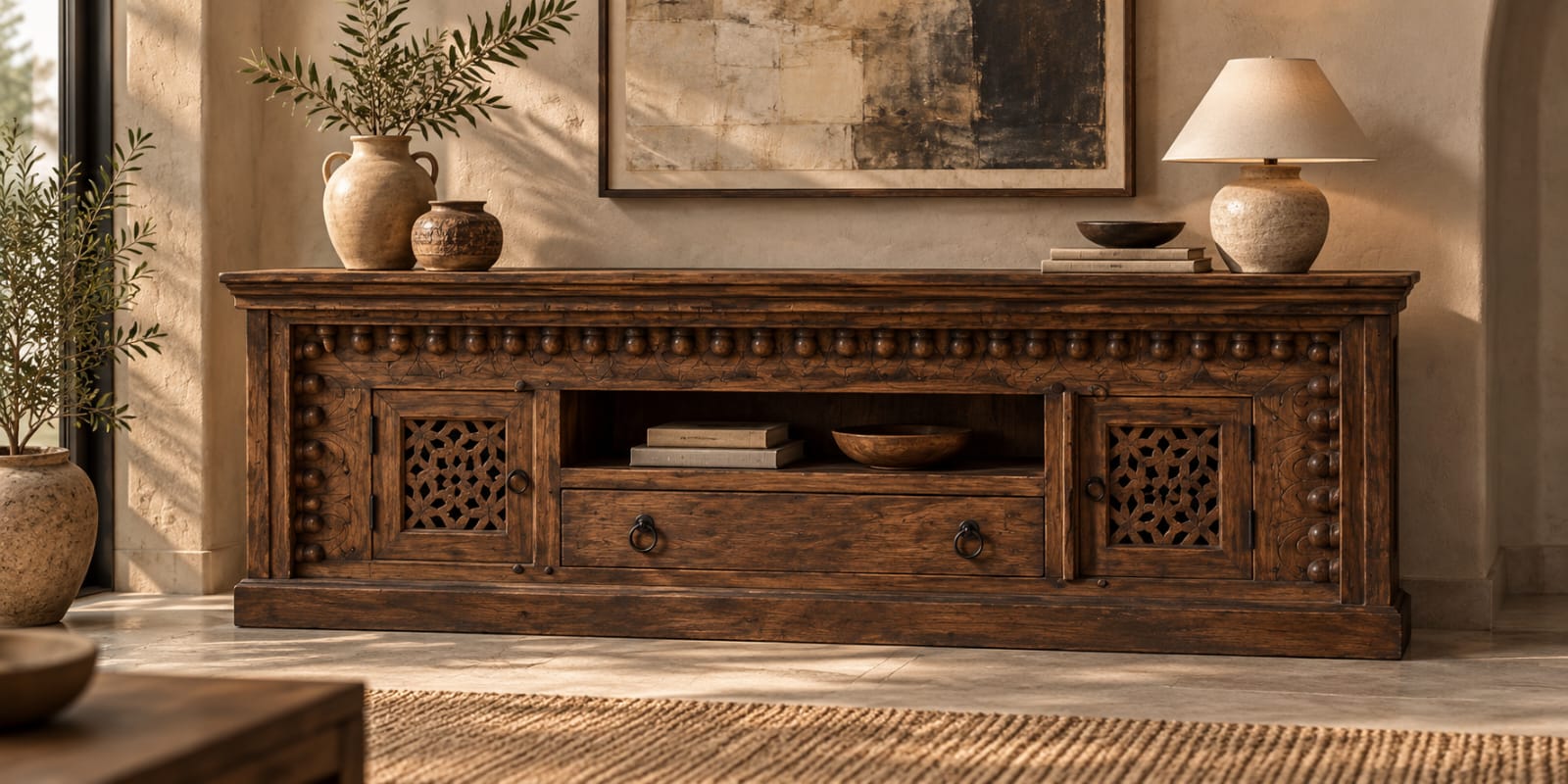 Rustica Heritage Carved TV Console