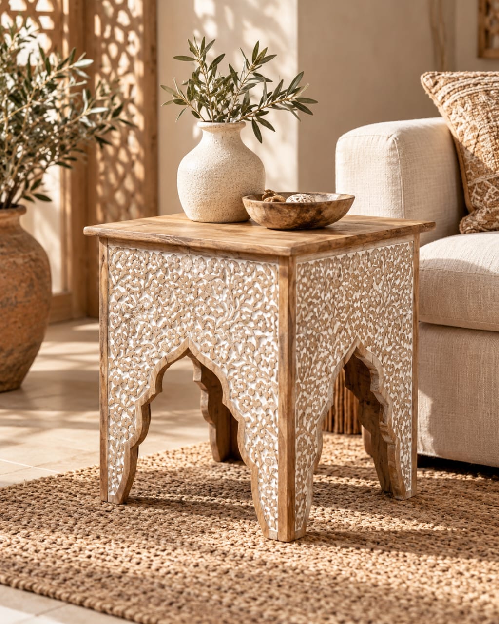 Heritage Carved Side Table – Rustica