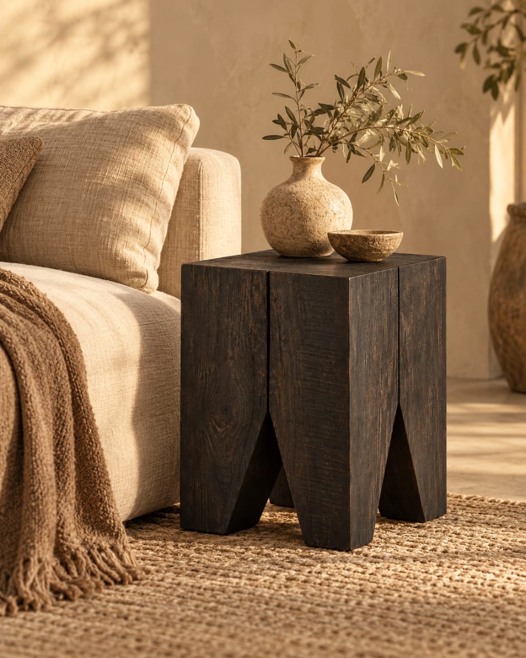 Rustic Solid Wood Side Table