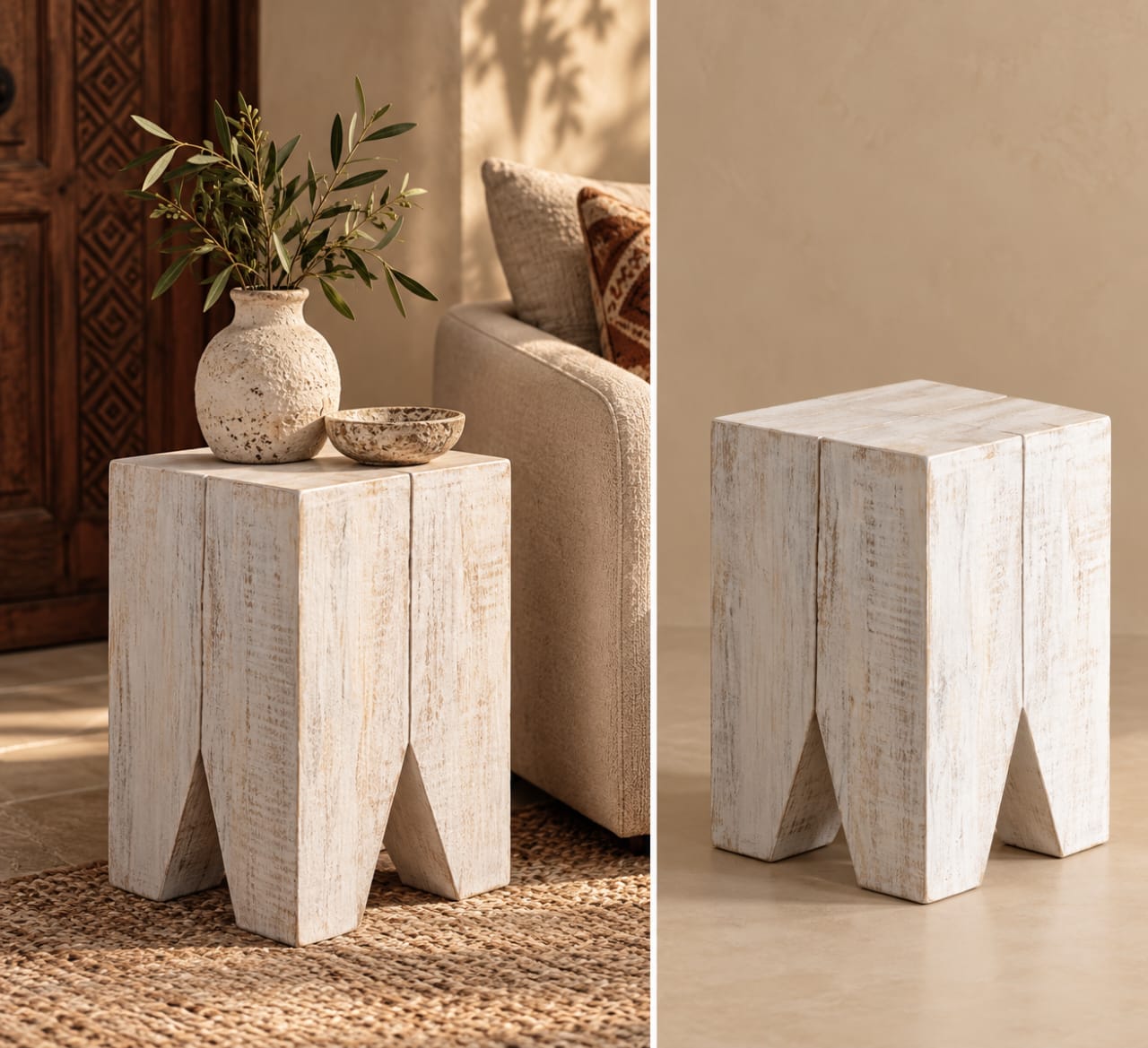Rustic Solid Wood Side Table
