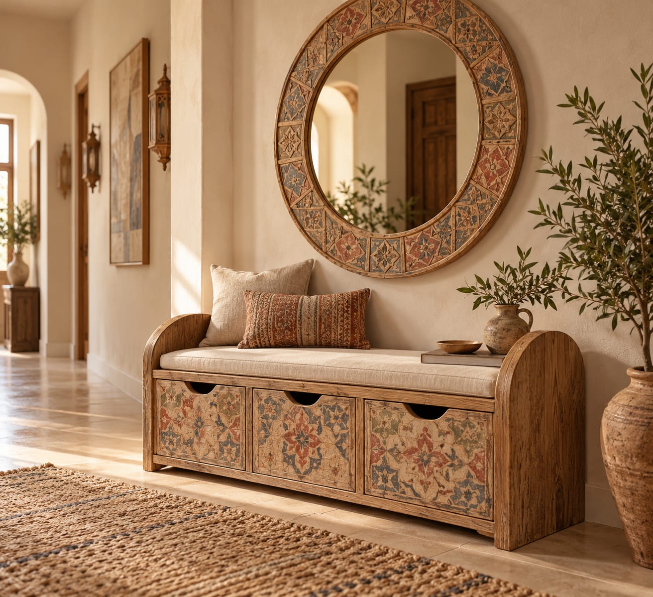 Moroccan Heritage Shoe Bench