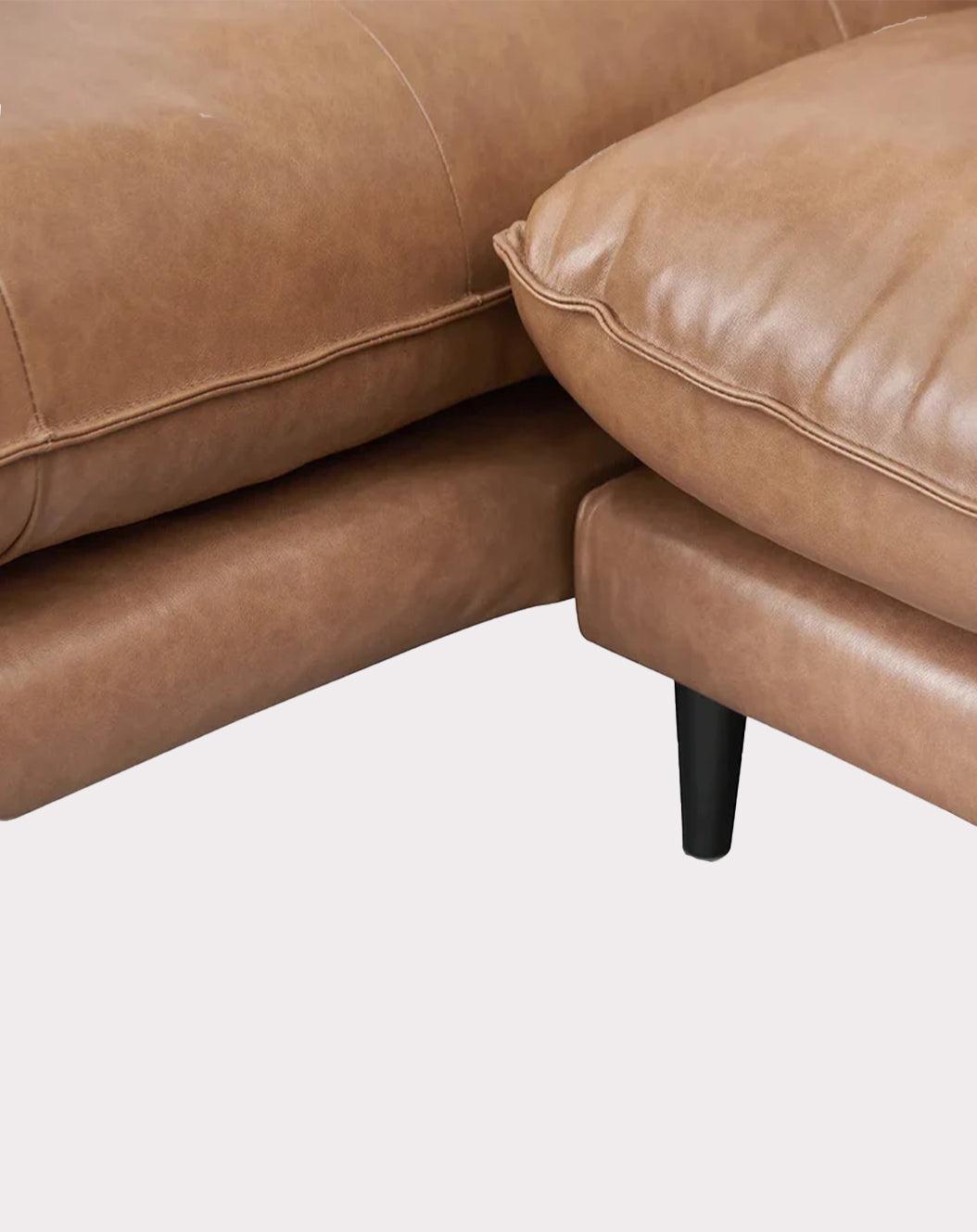 Brighton 4 Seater Left Chaise Leather Sofa - Caramel Brown