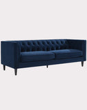 Tuxedo Button Tufted Sofa - Navy Velvet